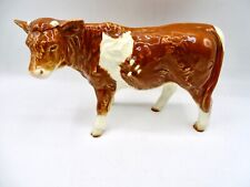GOEBEL WHITE BROWN BULL COW  PORCELAIN FIGURINE  WEST GERMANY 1977 picture