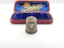 Victorian French Sterling Silver Sewing Thimble Shield Cartouche Antique c1890 picture
