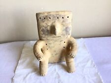 Vintage Columbian Quimbaya Terracotta Pottery Seated Male Sculpture Altar Statue picture