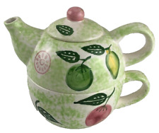 Lime Green & Cherry Stackable Teapot and Cup picture