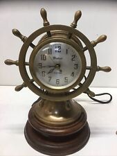 Gibraltar Electric Clock Co Windsor Electric Heavy Brass Ship Wheel Design 9 Lbs picture