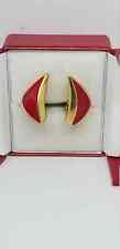 Vintage Monet red enamel and gold tone clip on studs picture
