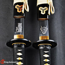 Kill Bill Devil&Bride 2PC Swords Set Clay Tempered T1095 Japanese Samurai Katana picture
