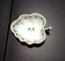 HEREND Hungary Leaf Dish HandPainted Fine Porcelain Parsley Pattern 24kt Gold  picture