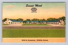 Wichita KS-Kansas, Sunset Motel, Advertising, Antique Vintage Souvenir Postcard picture
