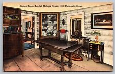 Massachusetts Plymouth Dining Room Historic Interior Kendall Holmes VTG Postcard picture