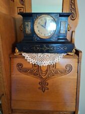 Vintage/Antique Mantel Clock With Lions & Marble Trim HEAVY & Works picture
