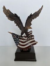NRA Marian Imports F51155 Eagle With Flag Bronze Plated Resin Sculpture 11” picture