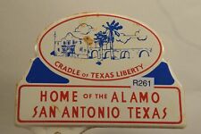 RARE 1950s HOME OF THE ALAMO SAN ANTONIO TEXAS STAMPED PAINTED METAL TOPPER SIGN picture