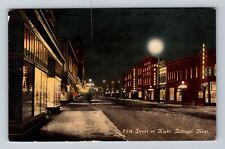 Billings MT-Montana, 28th Street At Night, Antique, Souvenir Vintage Postcard picture