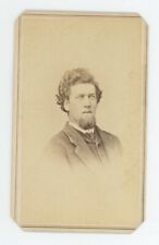 Antique CDV Circa 1860s Handsome Man With Long Hair and Chin Beard Ashland, OH picture