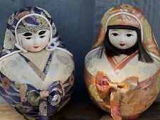 Vintage Japanese Wooden Doll Hime-Daruma Kimono Traditional Wedding Roly Poly picture