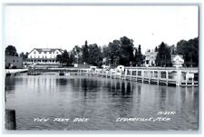 1956 Cedar Inn View From Dock Cedarville Michigan MI RPPC Photo Postcard picture