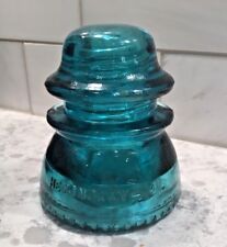 Aqua Blue Glass Insulator Hemingray 42 Beaded Bottom NOT STAINED Near Flawless picture