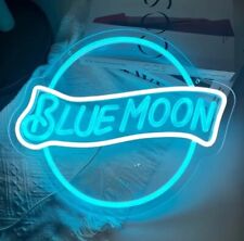 Blue Moon Neon Sign Light Beer Lamp Bar Extra Decor Wall Parrot Dorm Room Beach picture