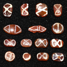 15 Genuine Ancient Near Eastern Etched Carnelian Beads over 2000 Years Old picture