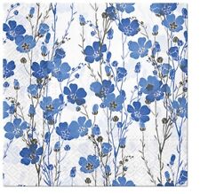 Two Individual Luncheon Decoupage Paper Napkins Blue Flowers Meadow Spring picture