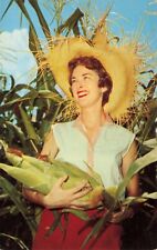 Postcard MS Jackson Farm Straw Hat Deep South Harvest Field Stalks picture