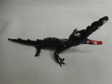 Studio Art Glass small Black Reptile Alligator Crocodile Figurine picture