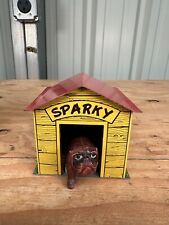 Vintage Sparky Savings Bank Tin Toy Dog & House w/ Original Box Made in USA picture