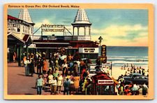 Old Orchard Beach, Maine, Entrance To Ocean Pier, Antique, Vintage 1949 Postcard picture