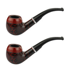 2x Dark Red Durable Wooden Wood Smoking Pipe Tobacco Cigarettes Cigar Pipes NEW picture