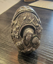 Virgin Mary  .999 Sterling Silver- Greek Orthodox  Egg Made in Greece picture