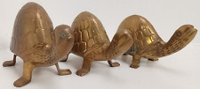 Vintage Set Of 3 Brass Turtles Tortoise Turtle Family picture