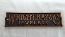 Antique Wright Key & Co Jewelers Bronze Sign Detroit mi. picture