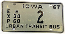 Vintage Iowa 1967 Transport Bus License Plate Garage Man Cave Decor Collector picture
