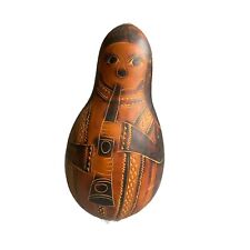 Vintage Peruvian Hand Carved Folk Art Gourd Musical Rattle 8