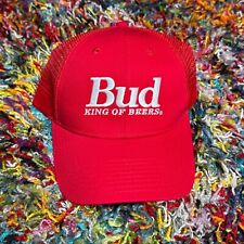 BUD KING OF BEERS Red Vintage Trucker Snapback Hat Cap NWOT Dad Cap picture