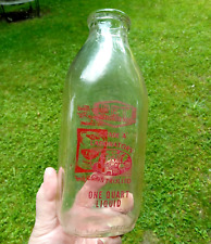 PET Grade A Laboratory Controlled Glass Quart Milk Bottle Red Graphics DURAGLAS picture