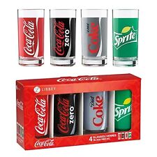 4-PC LIBBEY COCA-COLA LABELS COLLECTORS SERIES 16 OUNCE DRINKING GLASS SET NEW picture