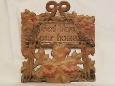 Antique Heavily Embossed Diecut Calendar Topper Wall Pocket Decor God Bless Home picture