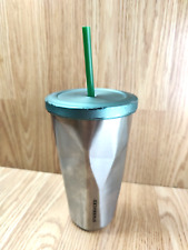 Starbucks 2012 Chiseled Metal Travel Mug Cold Beverage With lid and straw picture