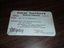 1941 GREAT NORTHERN RAILWAY EMPLOYEE PASS #11487 picture