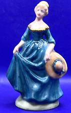 Arnart Creation Lady Holding Hat Courtesy Figurine Blue Dress Original Vintage picture