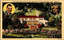 1940'S LINEN. CLARK GABLE'S HOME. ENCINO, CA. POSTCARD TM16 picture