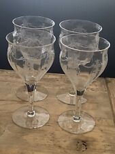 Antique TIFFIN FRANCISCAN Optic Crystal Needle Etched Water Goblets picture