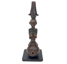 African Tribal Art Luba Pipe Statue 7.5” Wooden Smoking Pipe picture