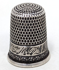 VTG Antique Simon Brothers Sterling Silver Sz 10 Monogrammed Sewing Thimble M23 picture