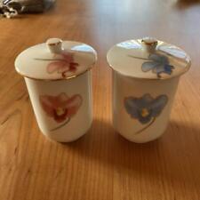 Japanese teacup Pair Of Teacups With Lids And Flowers picture