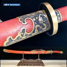 Chinese Broadsword Sword Qing style Dao Sharp Folded Damascus Steel Blade saber picture
