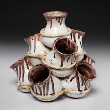 Handmade Studio Art Pottery Tiered 9 Pot Tulipiere Tulip Vase Centerpiece 8.75