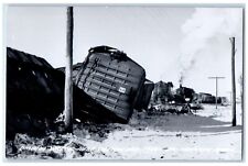 c1950's Omaha Wreck Derailment Chetek Wisconsin WI RPPC Photo Antique Postcard picture