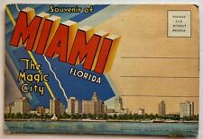 Vtg 1934 Linen Postcard Foldout MIAMI Florida 18 Mint Lithos Souvenir Unused EC picture