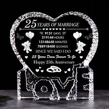 25Th Anniversary Wedding Gifts for Wife Husband Crystal Heart Marriage Keepsak picture