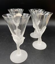Sasaki Wings Dove Wine Goblets Glasses 6.75” Frosted Stem LOT 4 picture