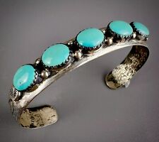 Vintage Zuni Sterling Silver Gem Grade Turquoise Cuff Bracelet picture